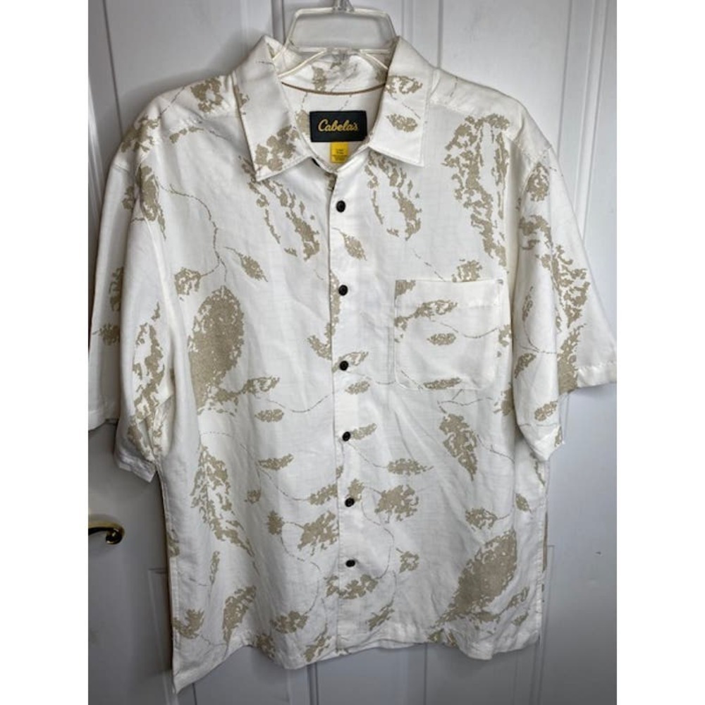 Cabela's Mens Short Sleeve Shirt Large Modal Blend Tropical‎ Vibe